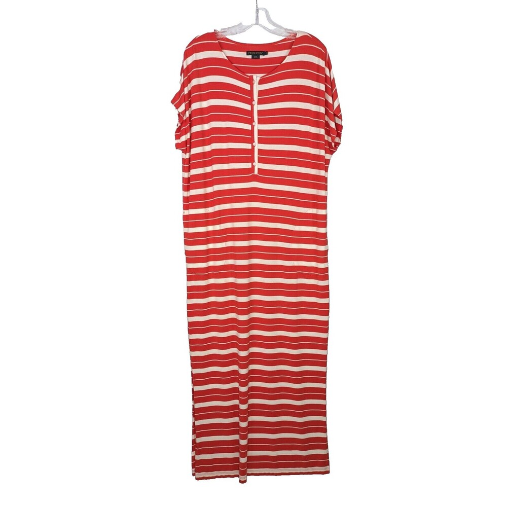 Pendleton Womens Maxi T-Shirt Dress Medium Red White Striped